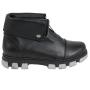 Women's black leather boots with collar and zipper