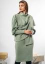 Rochie verde elegantă, cu mânecă șlefuită, cu o vestă Avangard