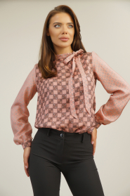 Bluză de damă elegantă din mătase trandafir 81919-731