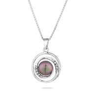 Colie din argint cu zircon si perla negra de apa dulce IP0435B Swan
