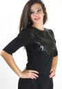 Черна рокля с кожени парчета Rumena