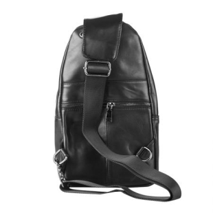 Black men's genuine leather shoulder bag SFF13