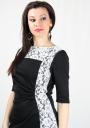 Дамска рокля в черен цвят с декор бяла дантела RUMENA