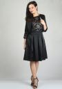 Rochie elegantă neagră cu dantelă și pliseuri RUMENA