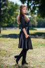 Black dress with leatehr skirt and sewn asymmetric bolero Avangard