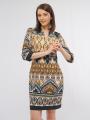 Women's dress in mustard color of flowers 8170