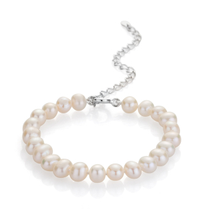 Bracelate with fresh water white pearls 6.5-7mm R0436BW Swan