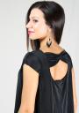 Women's evening black plisse dress with nuda back and ribbon BF RUMENA