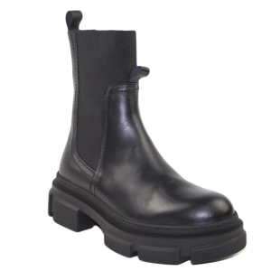 Дамски боти естествена черна кожа набук с ластик TIFFANY04BLACK