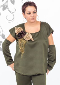 Tunică maxi elegantă în nuanţă verde de damă Ilina