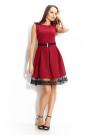 Formal dress in burgundy color with lace curb