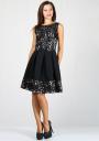 Rochie cu satin argint şi dantela negra RUMENA