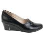 Women's black croco effect leather shoes