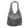Women's bag made of genuine leather with an additional purse and letters effect 1262GREYLETTER