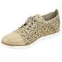 Women's beige leather shoes with flowers perforation