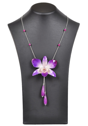 Колие с естествена орхидия  в преливащи цветове Dannyra Jewels