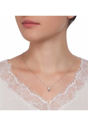 Ladies Silver Necklace with White Freshwater Pearl LA691NW