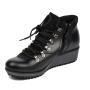 Women's black leather boots 20455