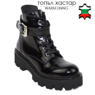Women's black patent leather boots 20341