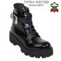 Women's black patent leather boots 20341