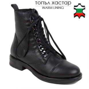 Women's black leather boots 20382