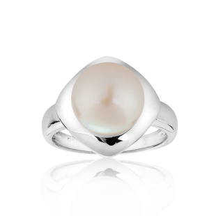 Silver ring with white freshwater pearl SR0161W Swan