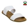Women's white leather flip-flops 19235
