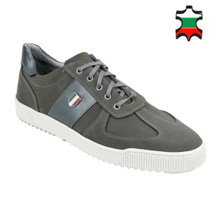 Сиви мъжки кецове от естествен велур 1536grey