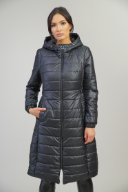 Women's long fur coat type winter jacket black color 22204-900