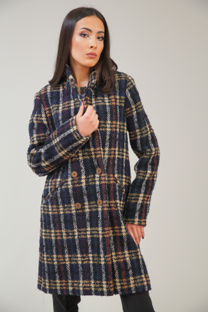 Elegant women's coat in yellow plaid 12110-490-1