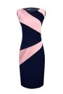 Dress in dark blue color with powder color elements