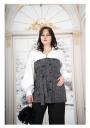 Women's elegant double-breasted maxi tunic in white and gray Avangard