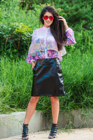 Black skirt imitation leather Avangard