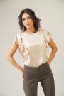 Elegant women's blouse with curls on the sleeves color ecru 82133-102
