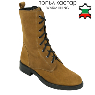 Women's camel suede leather boots 32213