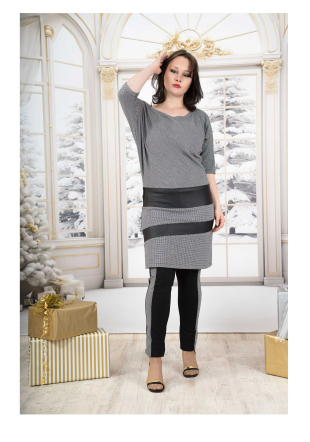 Set elegant de tunică și pantaloni asimetrici pentru femei din țesătură fină Avangard