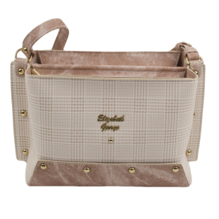 Casual women's bag ash color of roses and checkered 895-5