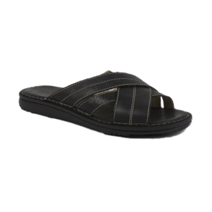 Men's sandals made of genuine leather in black color 12176-50-1