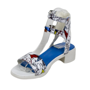 Women's low heels sandals in colourful print 19252