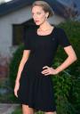Black elegant dress made of soft, knit fabric and Swarovski pebbles Z12 / 13