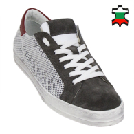Men's grey suede leather trainers with mesh 33705
