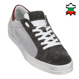 Men's grey suede leather trainers with mesh 33705