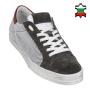 Men's grey suede leather trainers with mesh 33705