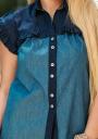 Elegant denim camasa tesatura cu bucle pe mâneci Avangard