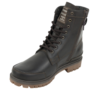 Men's brown leather high boots with warm lining