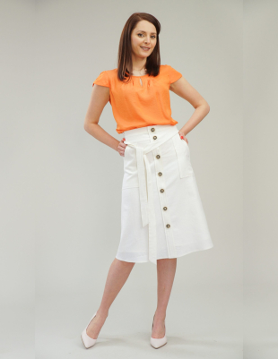 Fusta de in de dama de culoare alba 52108-100