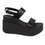 Women's black leather croco print sandals 19263
