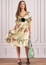 Women's long dress in floral pattern with gathered sleeves Avangard