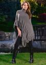 Poncho asimetric de culoare gri cu guler rulat Zfashion