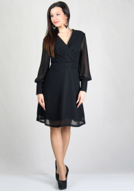 Evening V-neck dress with tucks BF RUMENA